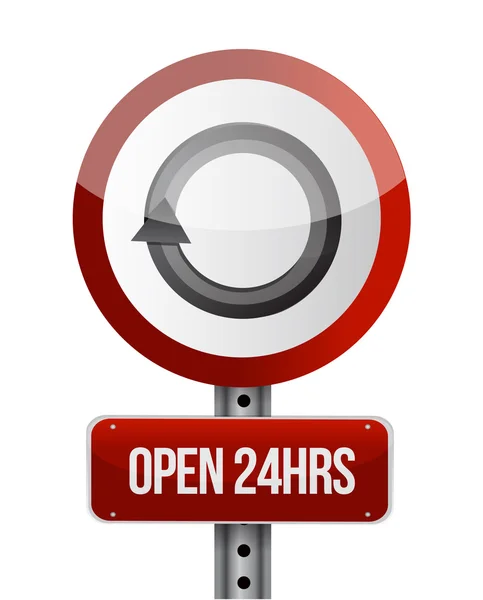 오픈 24 시간도로 표지판 일러스트 디자인 — 스톡 사진