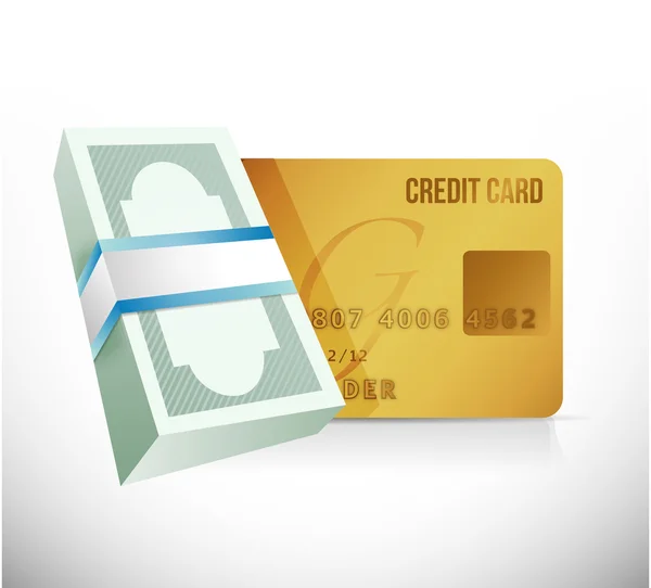 Contas e moeda do cartão de crédito. Ilustração — Fotografia de Stock