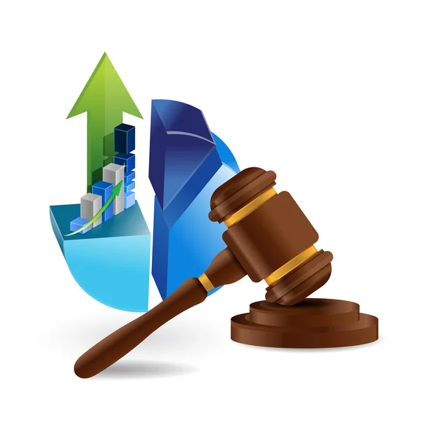 Cirkeldiagram och rättsliga hammare illustration design — Stockfoto