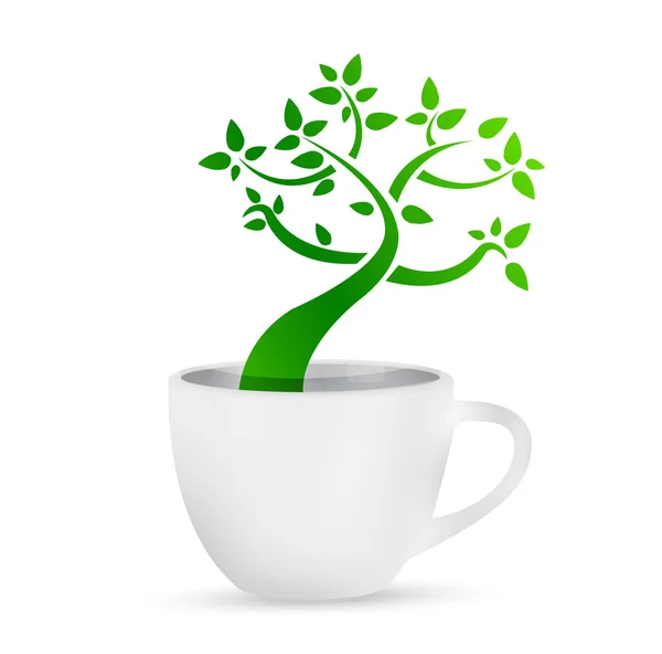 Taza de café con un árbol creciendo dentro . — Foto de Stock