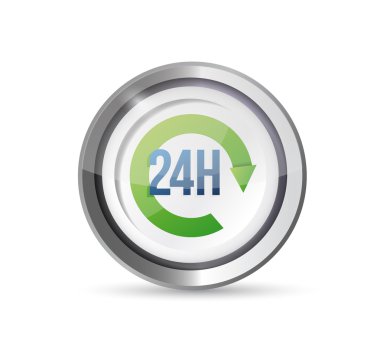 24 saat servis mühür illüstrasyon tasarımı
