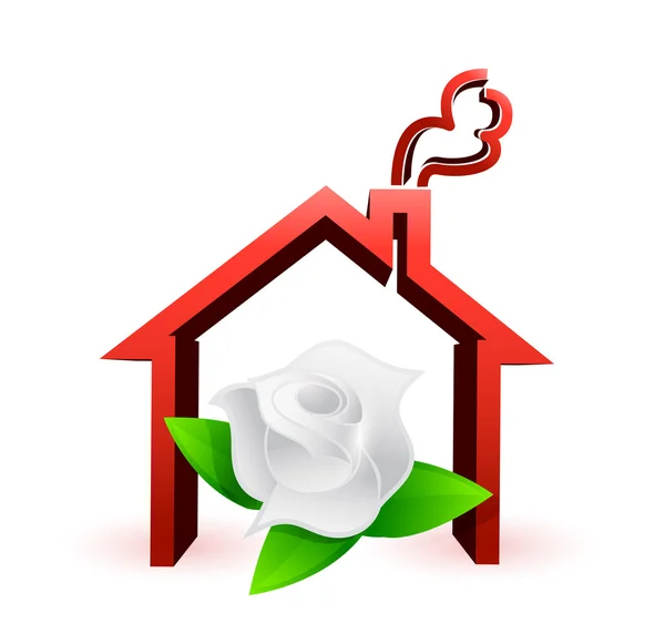 Flower house illustration design grafiska — Stockfoto