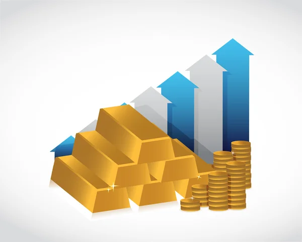 Gouden winsten omhoog grafiek concept illustratie — Stockfoto