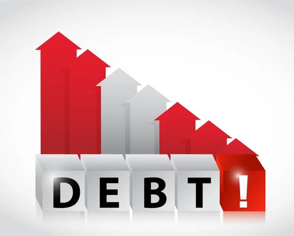 Debt increasing business graph falling — Stock Photo, Image