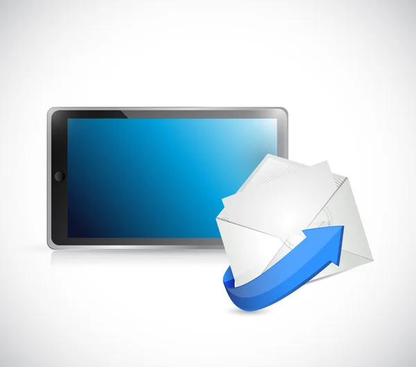 Tablet and email. contact us on the go concept — Stock Photo, Image