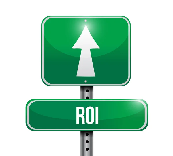 Απόδοση των επενδύσεων. ROI οδικό σημάδι εικονογράφηση — Φωτογραφία Αρχείου