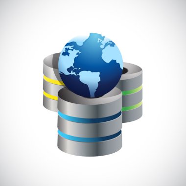 sunucu ağ ve küre illüstrasyon tasarımı