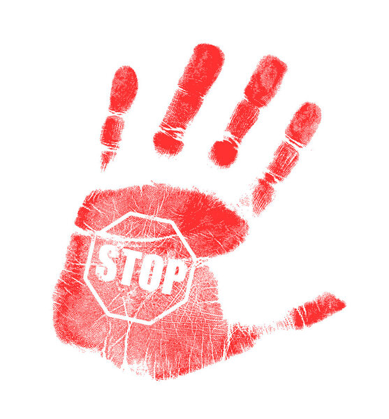 handprint stop sign illustration design
