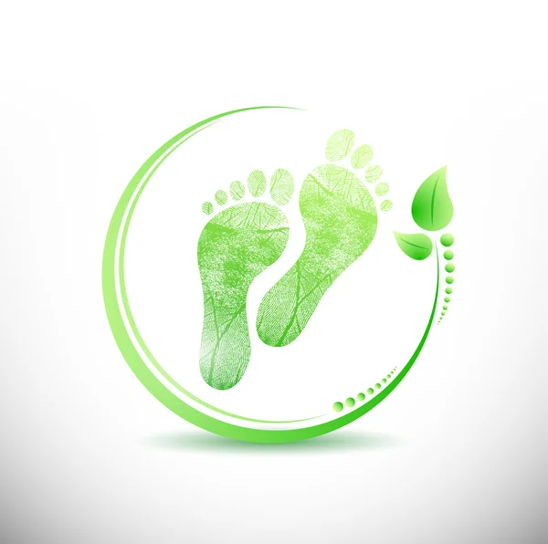 Foot print with leaves all around illustration — Stock Photo, Image