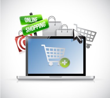 Online alışveriş kavramı. laptop şekil