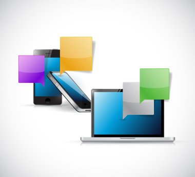 telefonu ve laptop sohbet iletişim illüstrasyon