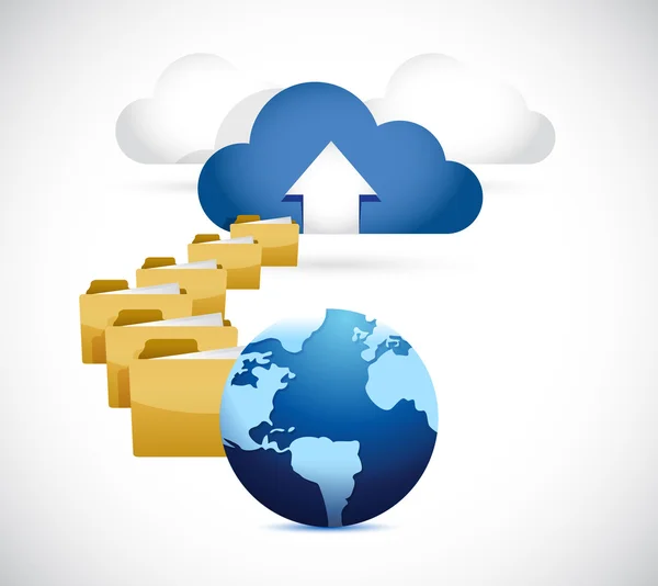 Globe uploaden info om te vertroebelen. Cloud computing — Stockfoto