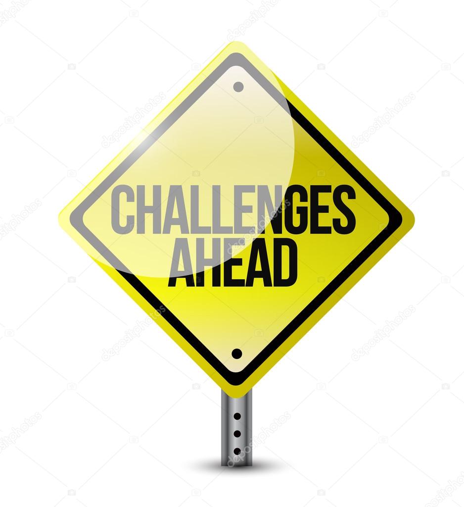 challenges ahead road sign illustration