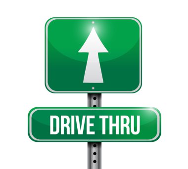 Drive thru yol işareti illüstrasyon tasarımı