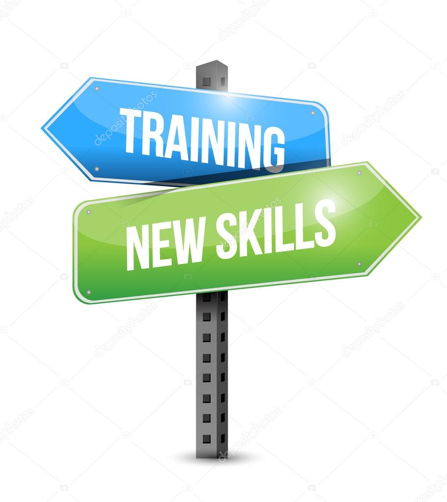 training new skills road sign illustration design