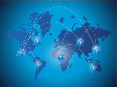 Dünya harita Medikal network illüstrasyon