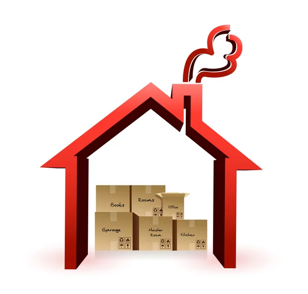 House and boxes illustration design — Stock Photo, Image