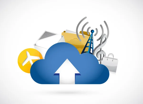 Illustrazione del concetto di upload del cloud computing — Foto Stock