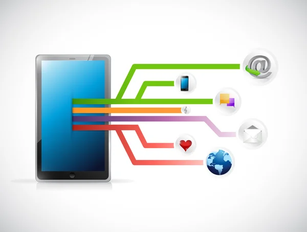 Tablet social media circuit diagram illustration — Stock Photo, Image