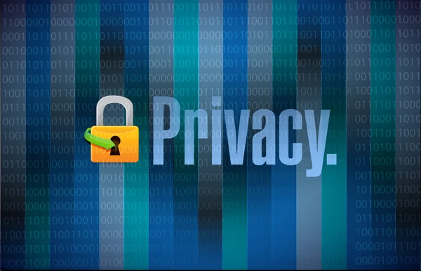 Lock and privacy binary dark background — Stock Photo, Image