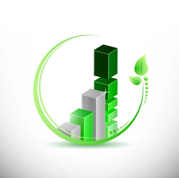 Eco green business leave graph illustration — Stock Photo, Image