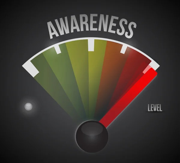 Awareness level measure meter from low to high — Stock Photo, Image