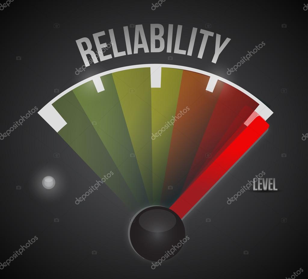 Reliability level measure meter from low to high Stock Photo by