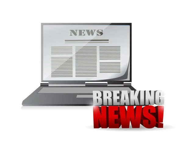 Laptop breaking news illustration design — Stock Photo, Image