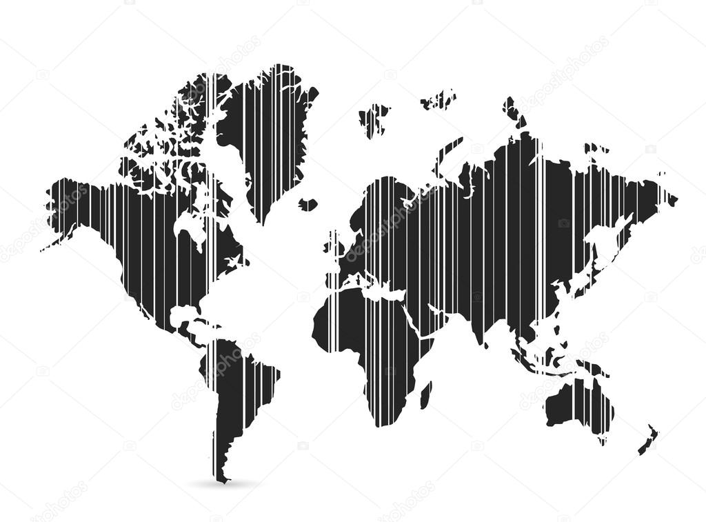 barcode world map illustration design
