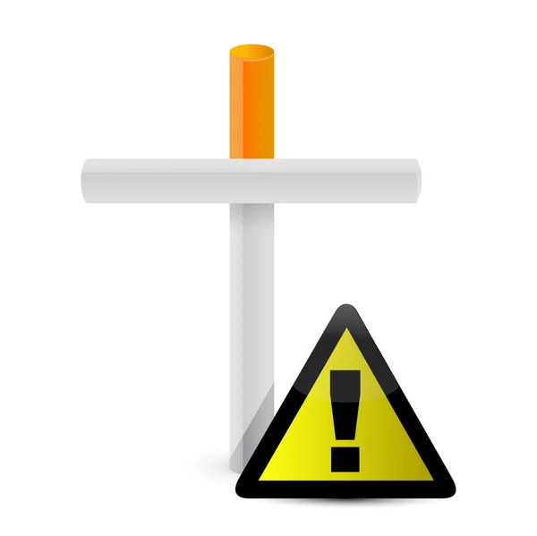 Cigarette cross and yellow sign. illustration — Stock Photo, Image