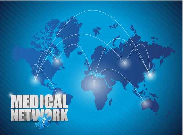 Dünya harita Medikal network illüstrasyon — Stok fotoğraf