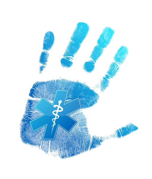 Diseño de ilustración de símbolo médico huella de mano — Foto de Stock
