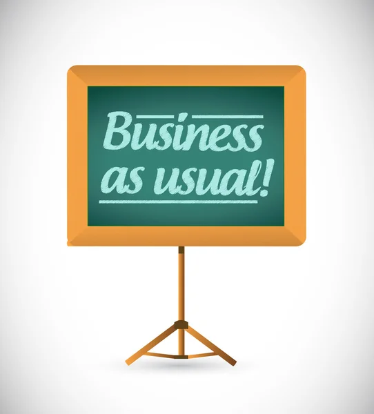 Business as usual message on a wood chalkboard — Stock Photo, Image