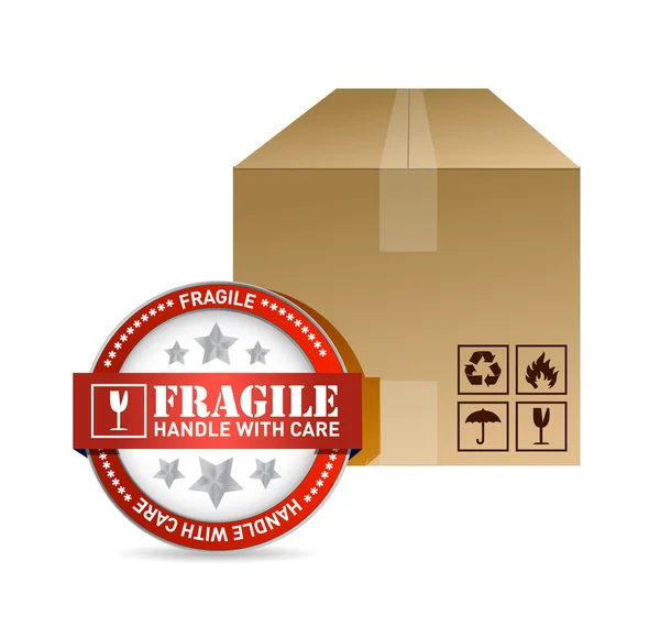 Fragile sigillo e scatola disegno illustrazione — Foto Stock