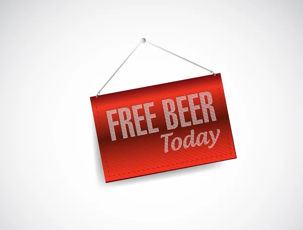 Free beer today fabric textured hanging banner — Stock Photo, Image