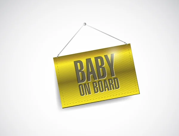 Baby na palubě tkaniny s texturou visí nápis — Stock fotografie