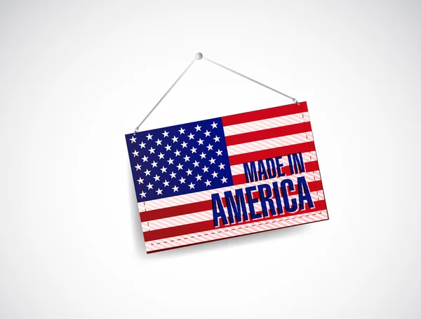 Made in america fabric textured banner hanging — Stock Photo, Image