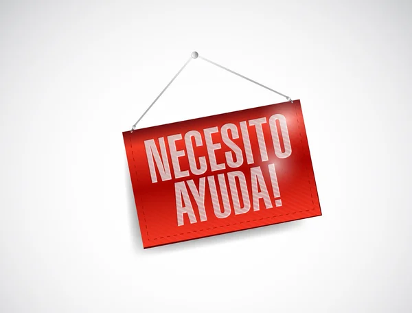 Bisogno di aiuto in spagnolo appeso banner illustrazione — Foto Stock