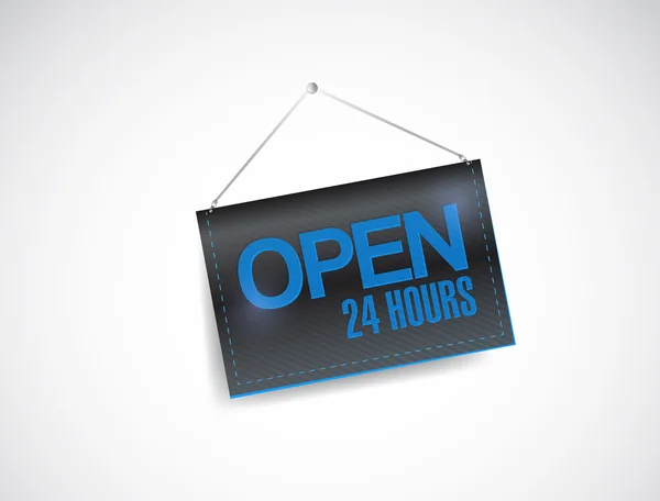 Open 24 hours hanging banner illustration design — Stock Photo, Image