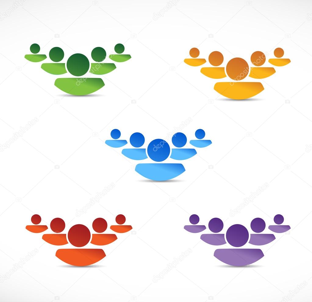 set of different color people teams. illustration