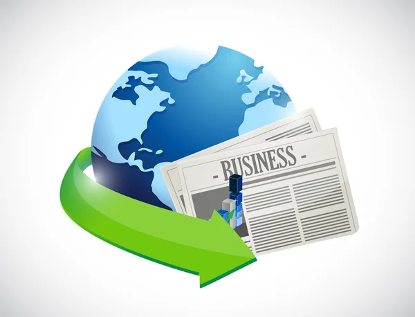 Globe and business newspaper illustration — Stock Photo, Image