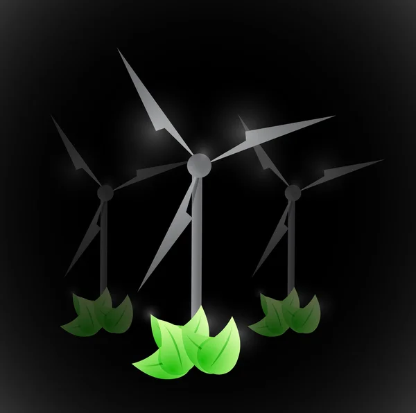 Moulin à vent et feuilles vertes. illustration design — Photo