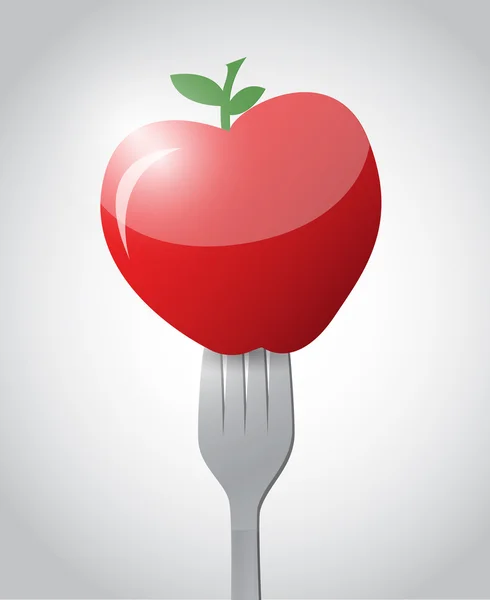 Fork and apple illustration design — Stock Photo, Image
