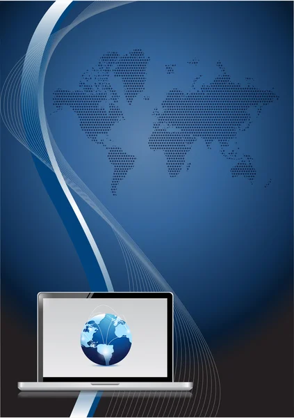 Laptop ve dünya ağ arka plan kavramı — Stok fotoğraf