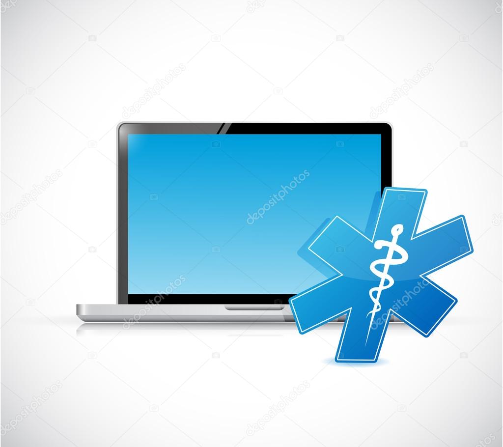 laptop and medical symbol. illustration design