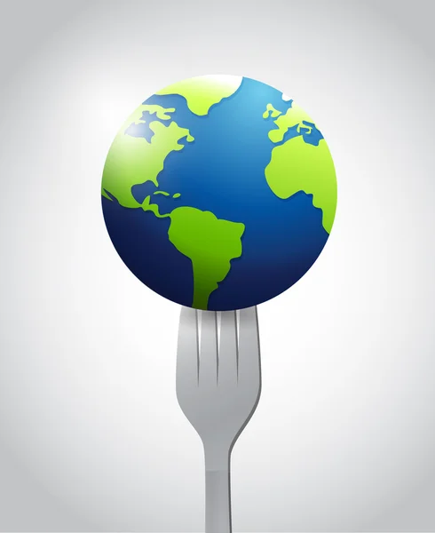 Globe and fork illustration design — Stock Photo, Image