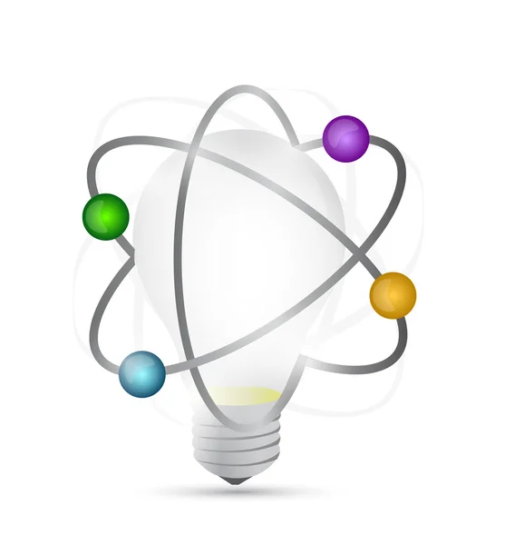 Atom ljus idé lampa illustration design — Stockfoto