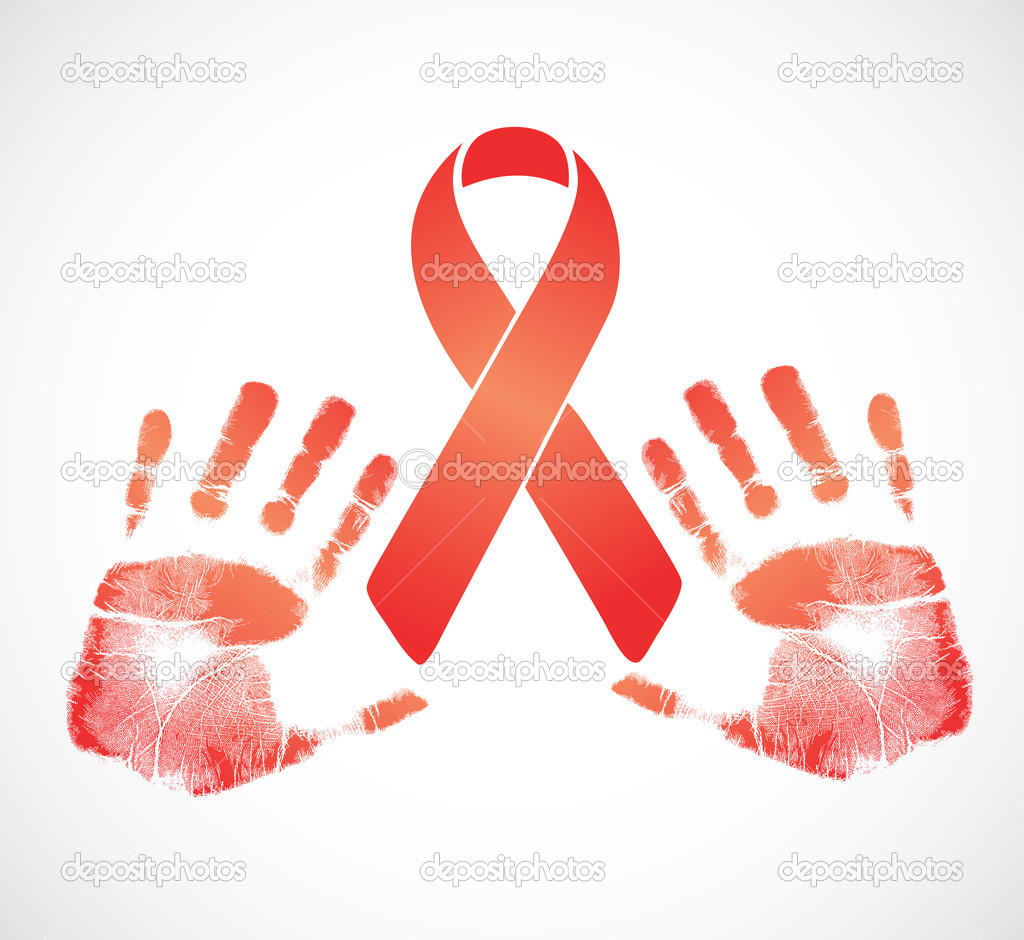 aids hiv ribbon and hands illustration design
