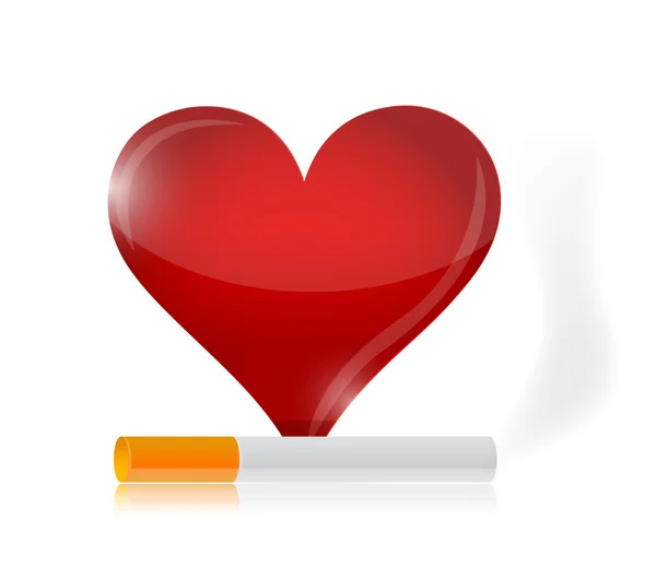Kalp ve sigara illüstrasyon tasarımı — Stok fotoğraf
