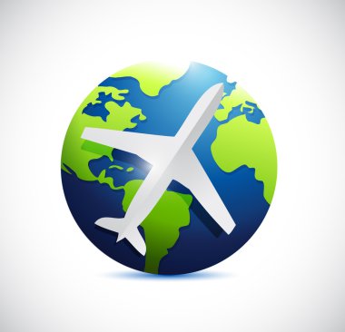 hava uçak ve Uluslararası Dünya Küre.